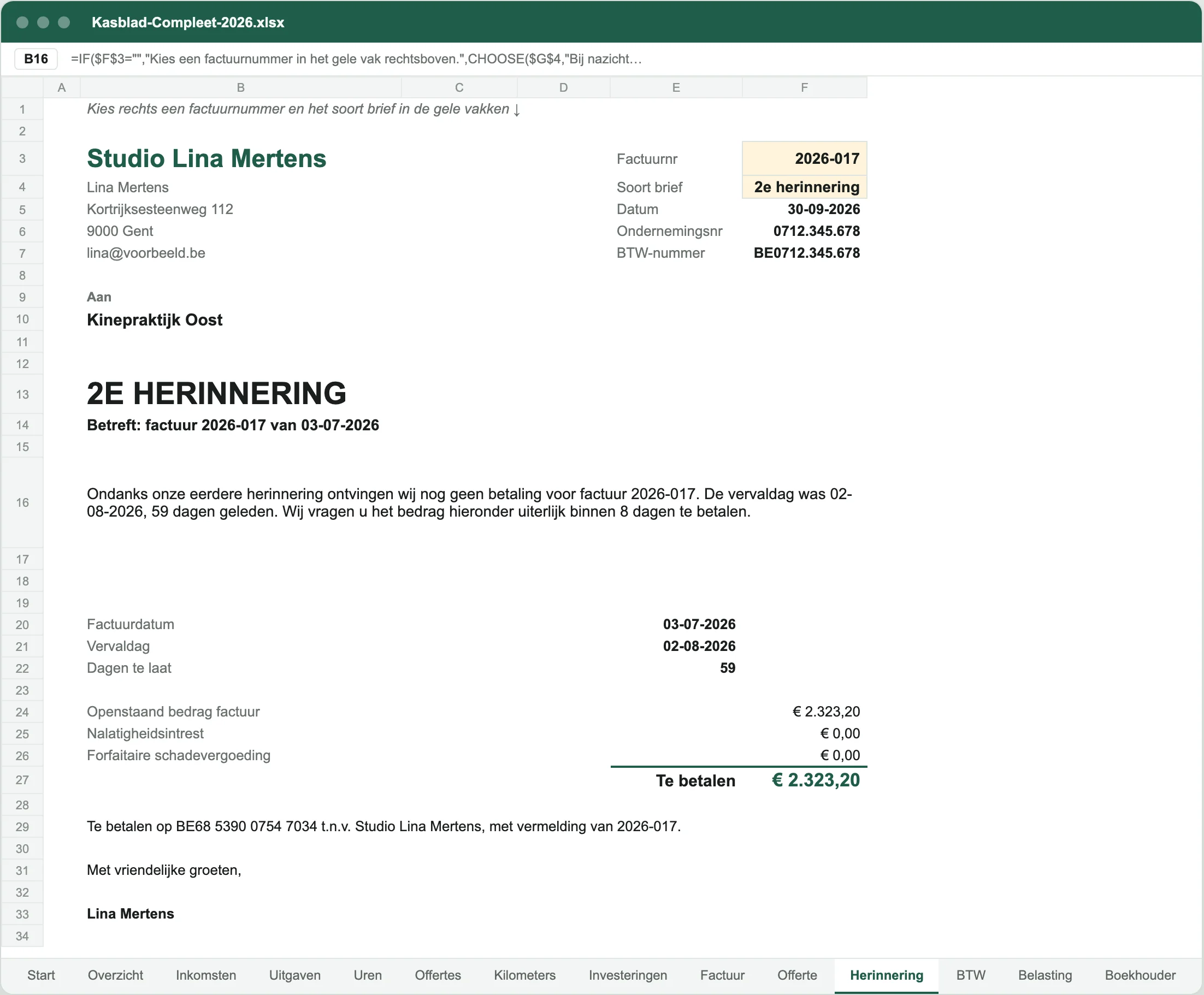 Tabblad Herinnering